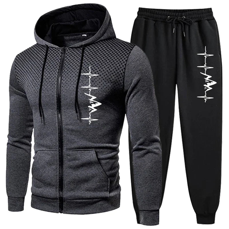 Men's Hooded Sports Set (Zip-up Hoodie and Pants)