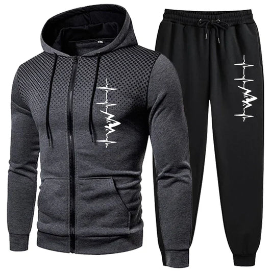 Men's Hooded Sports Set (Zip-up Hoodie and Pants)